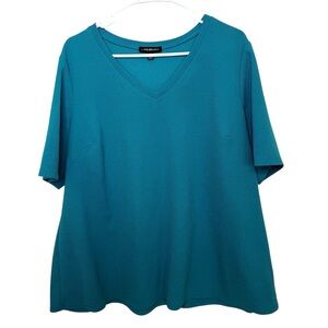 2/$30 Lane Bryant - Turquoise Teal Textured V-Neck Short Sleeve Top Size 18/20